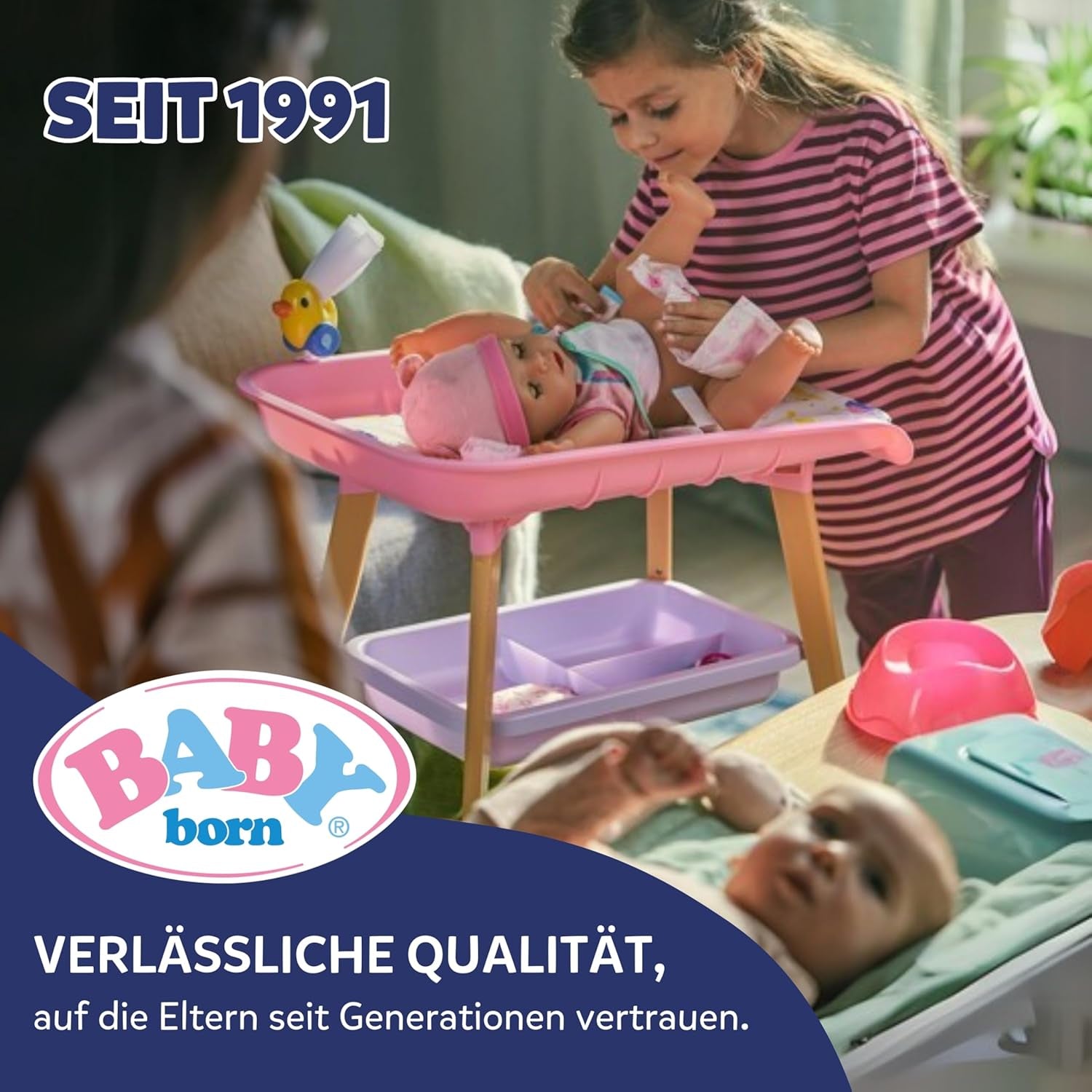 BABY Born Amy - Păpușă de 36 cm - Păpușă bebeluș cu 7 funcții pentru copii mici de la 1 an - Funcționează fără baterii - Include accesorii și saltea