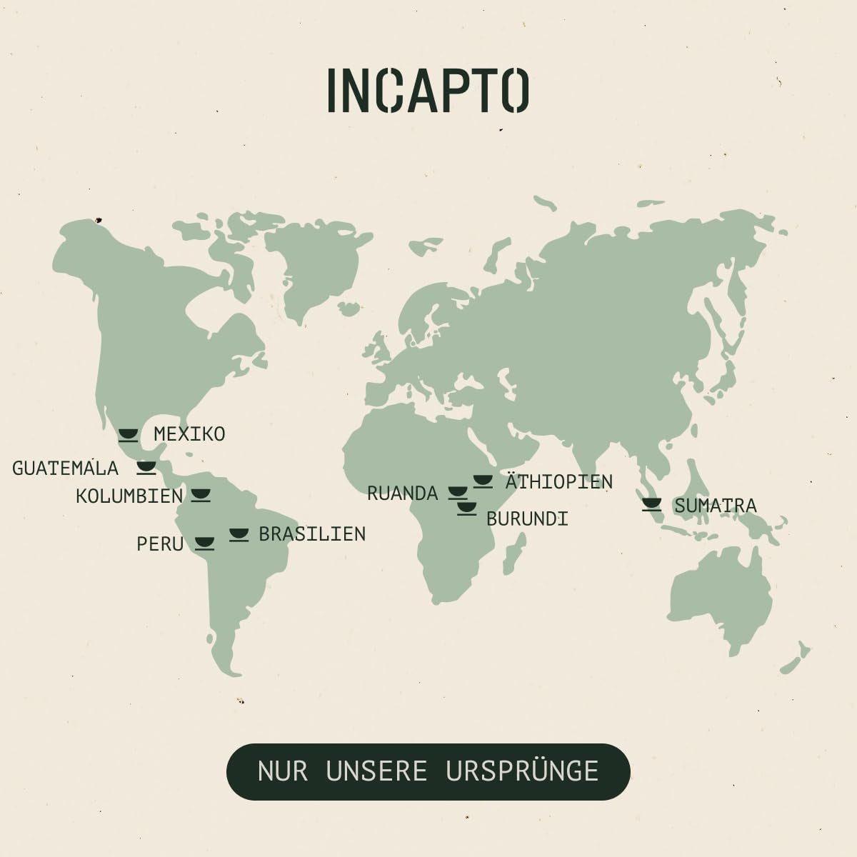 Selecție de boabe de cafea Incapto la nivel mondial | Selecție de 10 origini din întreaga lume | Cafea de specialitate | 100% Arabica | Ideal ca set cadou de cafea | Pentru iubitorii de cafea | 10 pachete x 100g