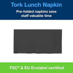 Tork 477851 Șervețele de prânz negre 1/8 pliate / Șervețele de hârtie prepliate din 2 straturi pentru gustări sau mâncăruri mici / Calitate avansată / 10 X 200 (2000) șervețele / 32,6 X 33 Cm (L X l)