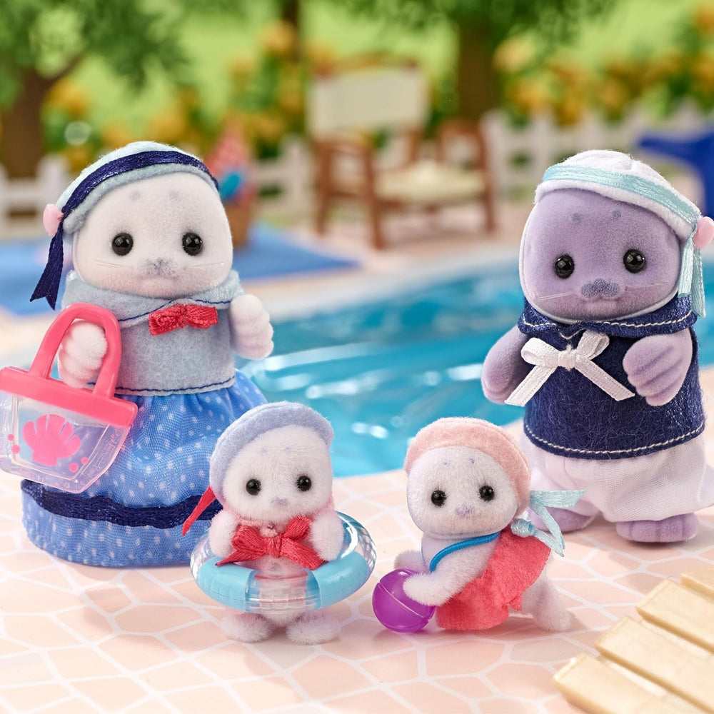 Sylvanian Families - 5759 Familia Seal, figură de animal, jucărie detaliată pentru copii cu vârsta de peste 3 ani Papusi Naty Shop