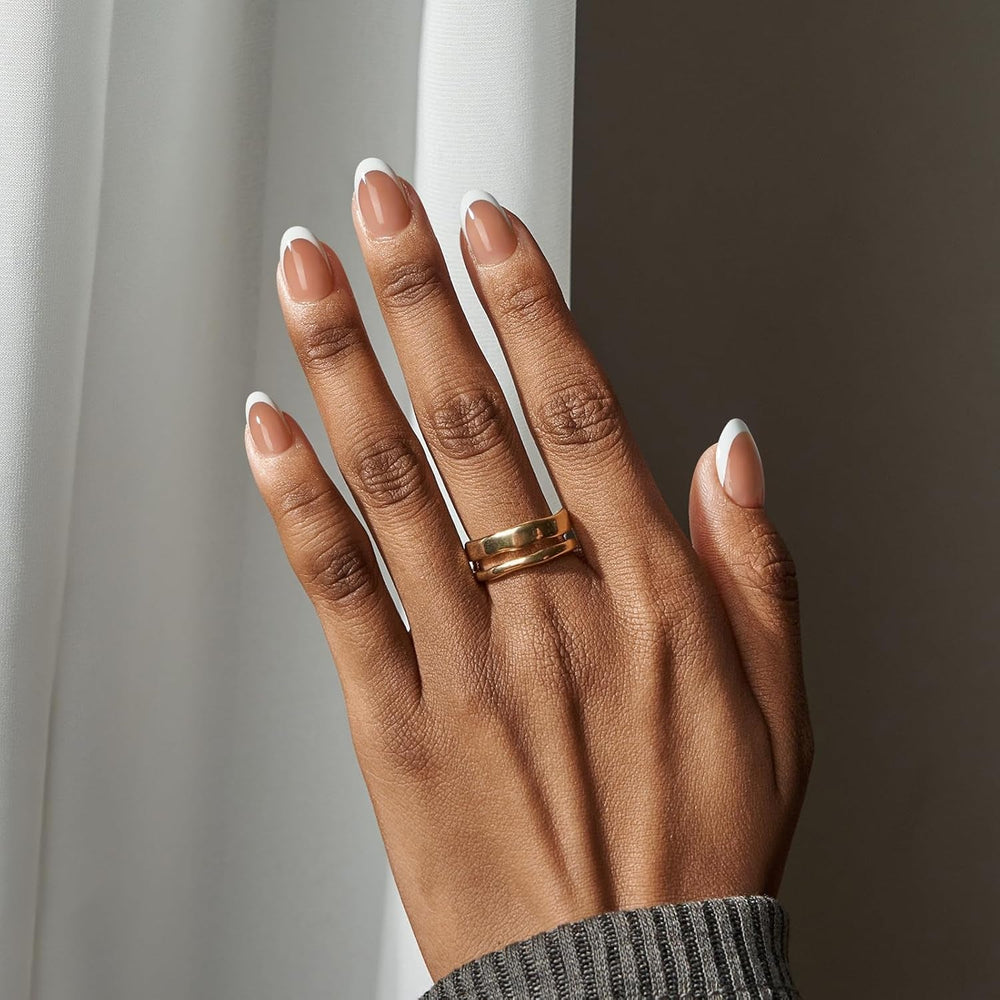 Btartbox Unghii False Scurte și Pătrate, Model Baby Boomer, pentru Lipire, Unghii False Albe, Roz Gradient, Unghii Artificiale Scurte cu Lipici de Unghii, 30 Bucăți Unghii False Artificiale Pătrate