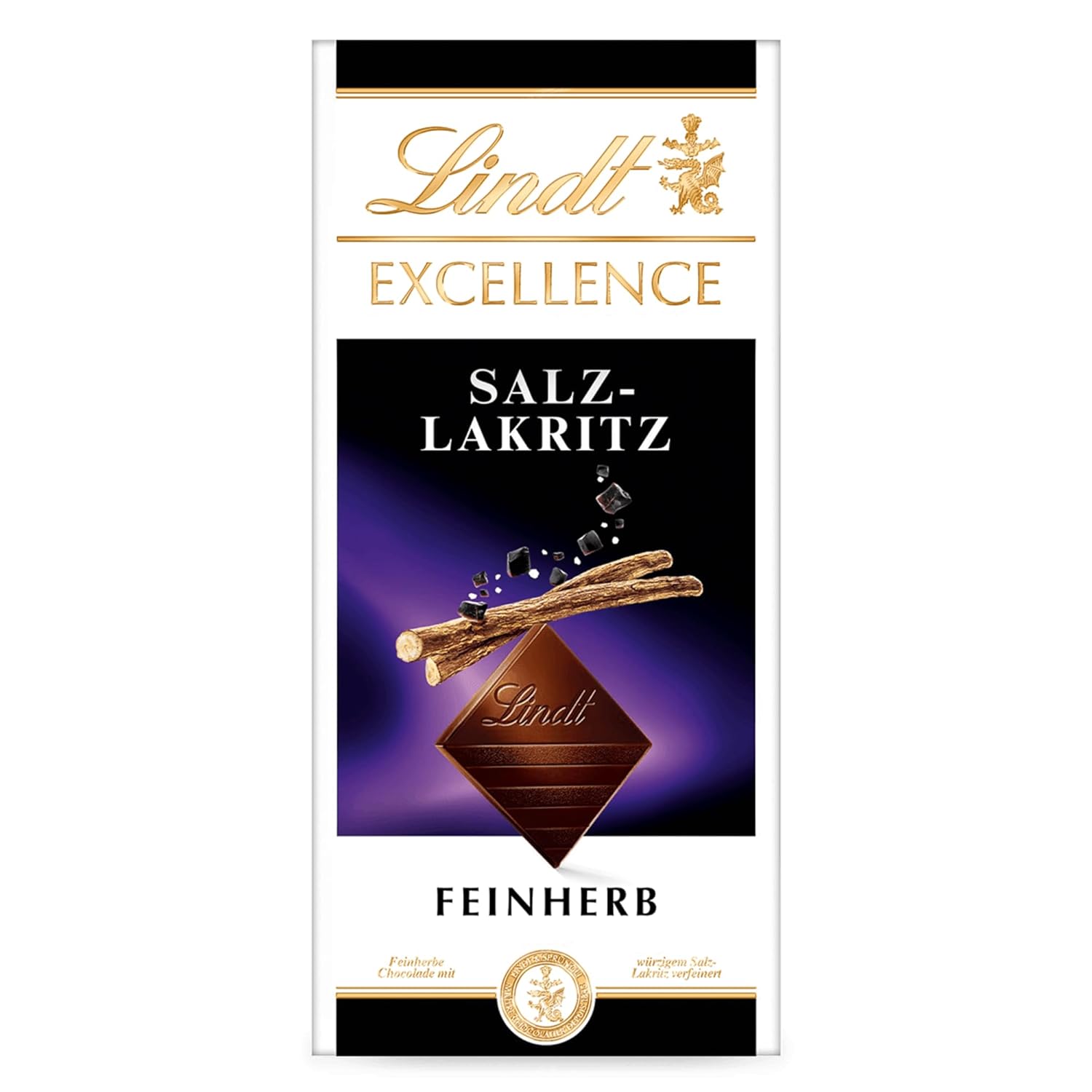 Lindt Excellence Sweet Salted Wood - Dark Chocolate Bar 100g - Intense Cocoa Flavor