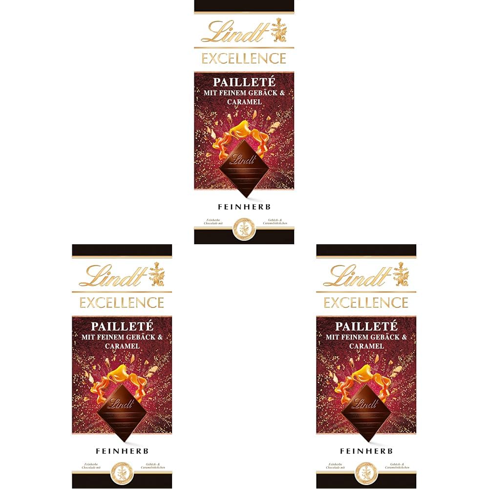Lindt EXCELLENCE Dough Pieces With Sequins And Caramel - Fine Dark Chocolate With Intense Cocoa Flavor