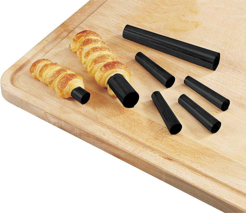 Zenker Schaumrollen Set – Premium Backformen für köstliche Schaumrollen, hitzebeständig bis 230°C, including practical storage box, 6 pieces, Black