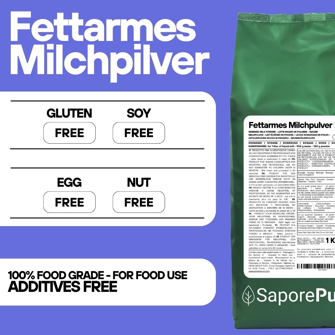 SaporePuro skummjölk 1 kg - Glutenfri med hög löslighet