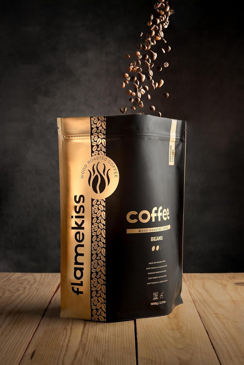 Boabe de cafea 1 kg – Boabe de espresso Arabica și Robusta de înaltă calitate, prăjite manual la foc de lemne, pentru o experiență bogată și aromatică a cafelei din boabe întregi