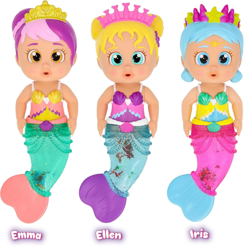 BLOOPIES Shimmer Mermaid Iris, Wasserspielzeug, Meerjungfrau mit glitzerndem Schwanz voller Wasserspritzer, Spielzeug Geschenk für Kinder ab 18 Monaten