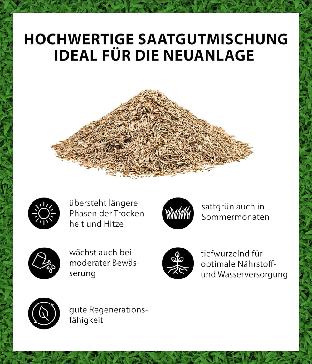 Dehner Saatgut Rasensamen, Trockenrasen, Hochwertige Saatgutmischung, Strapazierfähig/Selbstregenerierend, 750 G, Für Ca. 25 M², Natur