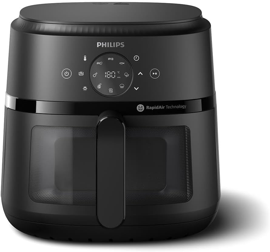 Philips Airfryer seria 2000 4.2L - Ecran tactil digital, 13 opțiuni de gătit, 9 funcții presetate, Până la 90% mai puțină grăsime cu tehnologia Rapidair, putere 1500W Electrocasnice Naty Shop 6,2L - Sichtfenster