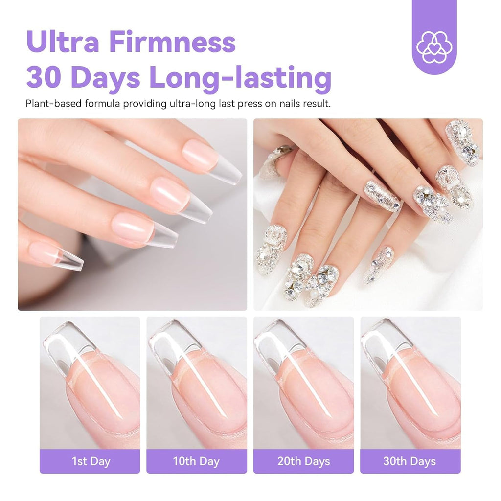 Saviland Lipici solid pentru unghii pentru vârfuri: 2 bucăți 15G lipici pentru unghii artificiale lipici extra puternic gel de presare pe unghii adeziv UV gel lipici pentru unghii pentru femei salon de acasă DIY lampă UV/LED întărită