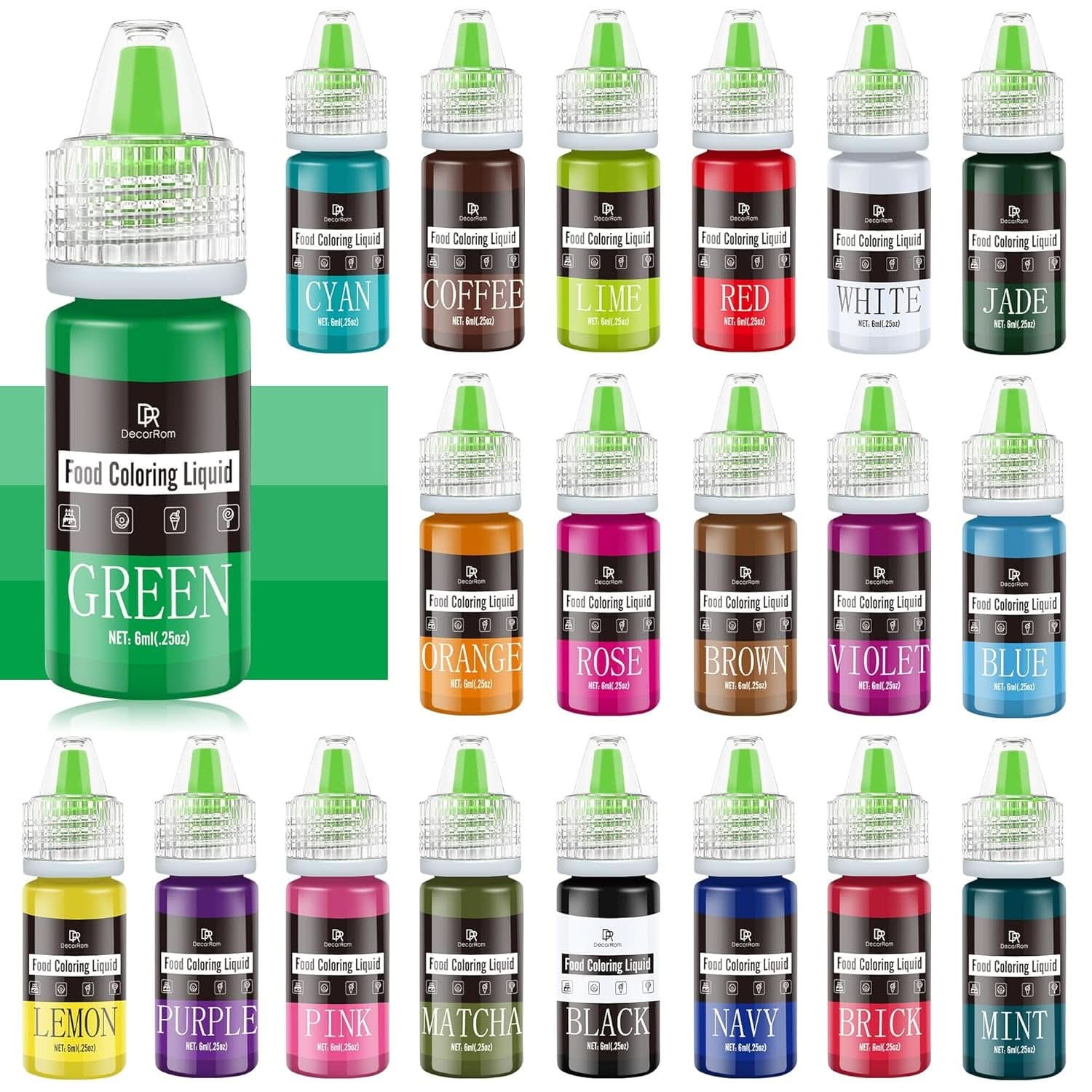 Colorant alimentar lichid, 10 ml Naty Shop 6 ml (set 20 bucati)