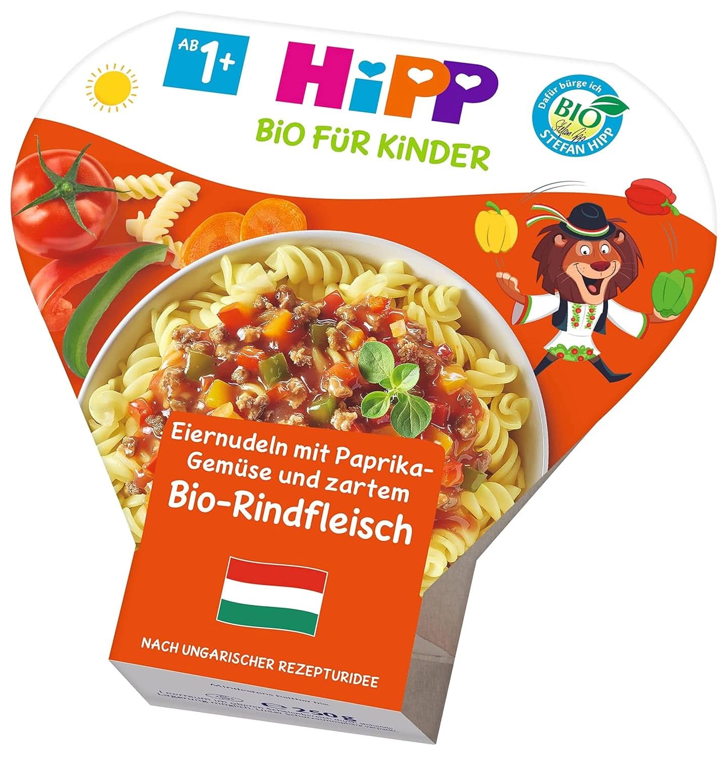Hipp Bio Für Kinder Kinderteller - Menus in a bowl - Noodles with eggs, vegetables with peppers and tender organic beef, pack of 6 Mother and Child Naty Shop
