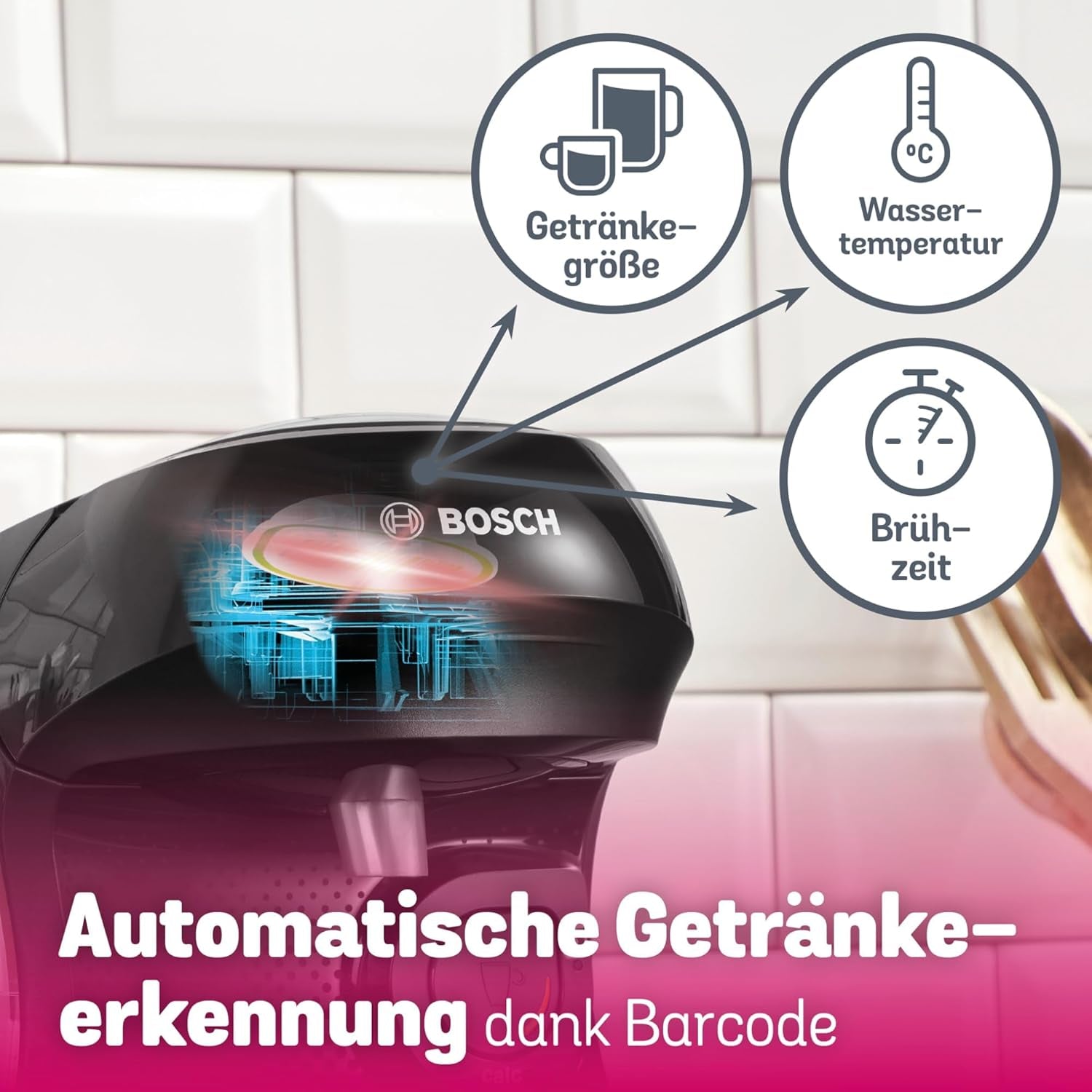 Espressor cu capsule Bosch Tassimo Happy Friendly TAS102E, peste 70 de băuturi, potrivit pentru toate tipurile de cești, oprire automată, sustenabil, dozat perfect, economisește spațiu, 1400 W, negru