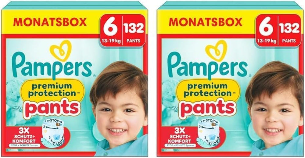 Pampers Premium Protection Pants Size 7, 123 Diapers, 15kg+, with 360° adjustment and soft anti-leak cuffs for optimal comfort and protection