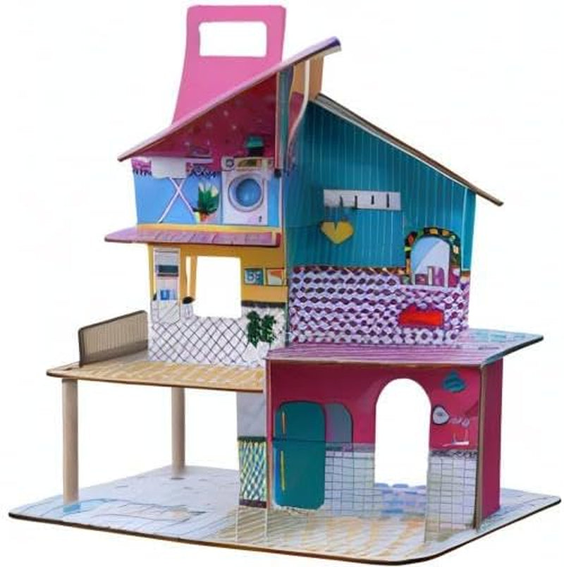 Olivia'S Little World 360 Wooden Dollhouse for Kids 3.5" Dolls and 12 Accessories Multicolor TD-13260C Dollhouses Naty Shop