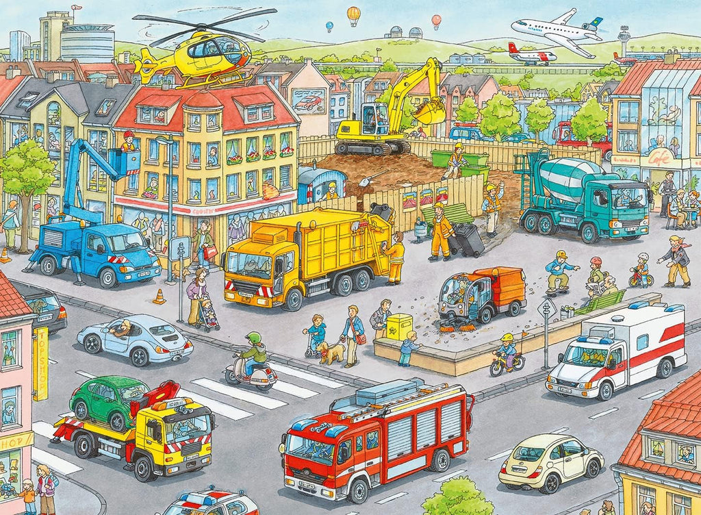 Ravensburger puzzle pentru copii - 10558 Vehicule în oraș - Puzzle pentru copii cu vârsta de peste 6 ani, cu 100 de piese în format XXL Puzzle Naty Shop
