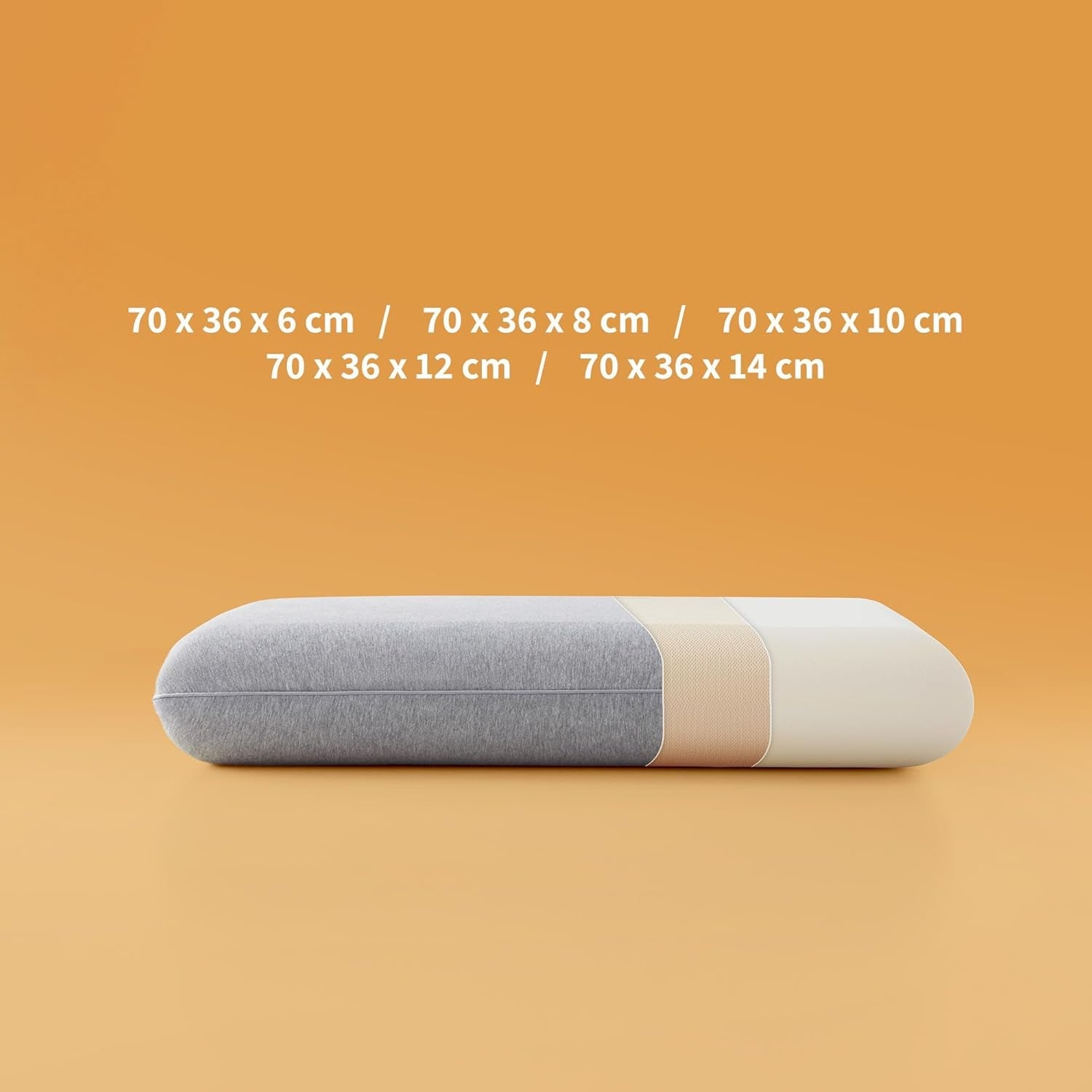 Pernă Sonie din spumă cu memorie 70x36x8cm, pernă cu față de pernă din bumbac, pernă de gât pentru dureri de gât, pernă de dormit lavabilă și detașabilă, gri