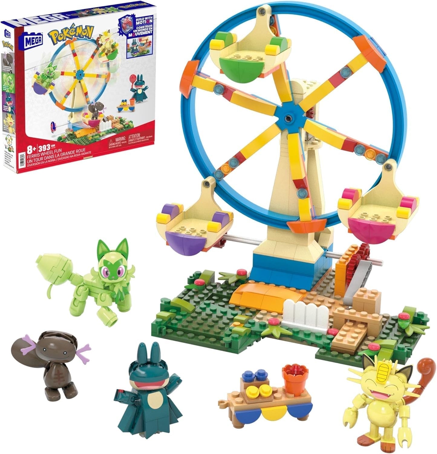 MEGA Pokémon Action Figure Building Toy, 1101 Pieces Training Arena, Fighting Game and 5 Movable Figures for Kids, HWR82 Action Figures Naty Shop Ferris Wheel Fun