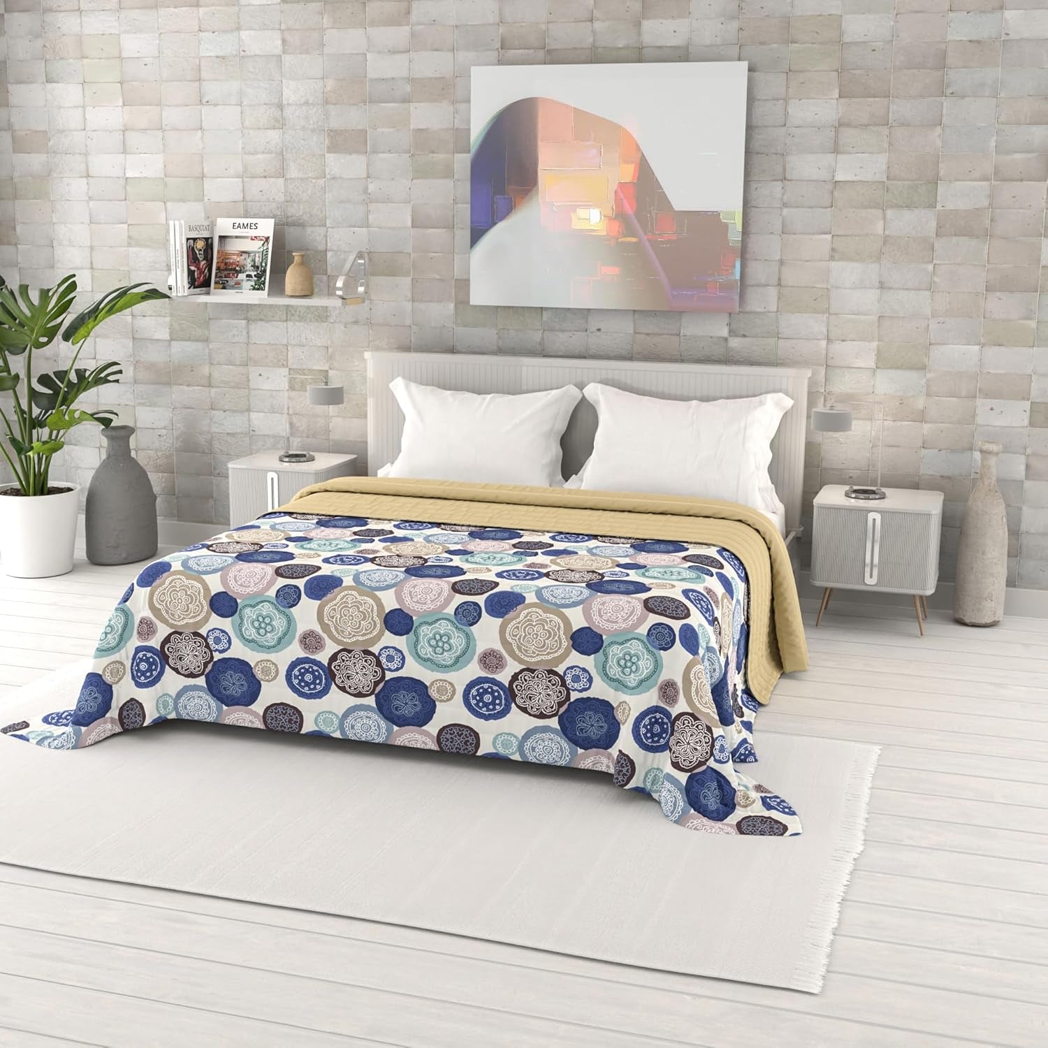 Cuvertură de vară imprimată Fantasy, umplutură din poliester, Petali, 260X270Cm Plapumi si pilote Naty Shop Murrine 260X270Cm