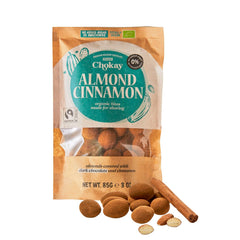 Set of 4 Organic Bites - Cinnamon Almonds/Cinnamon Almonds in Belgian Dark Chocolate/No Added Sugar, No Sweeteners/VEGAN & FAIR TRADE / 4 x 85g