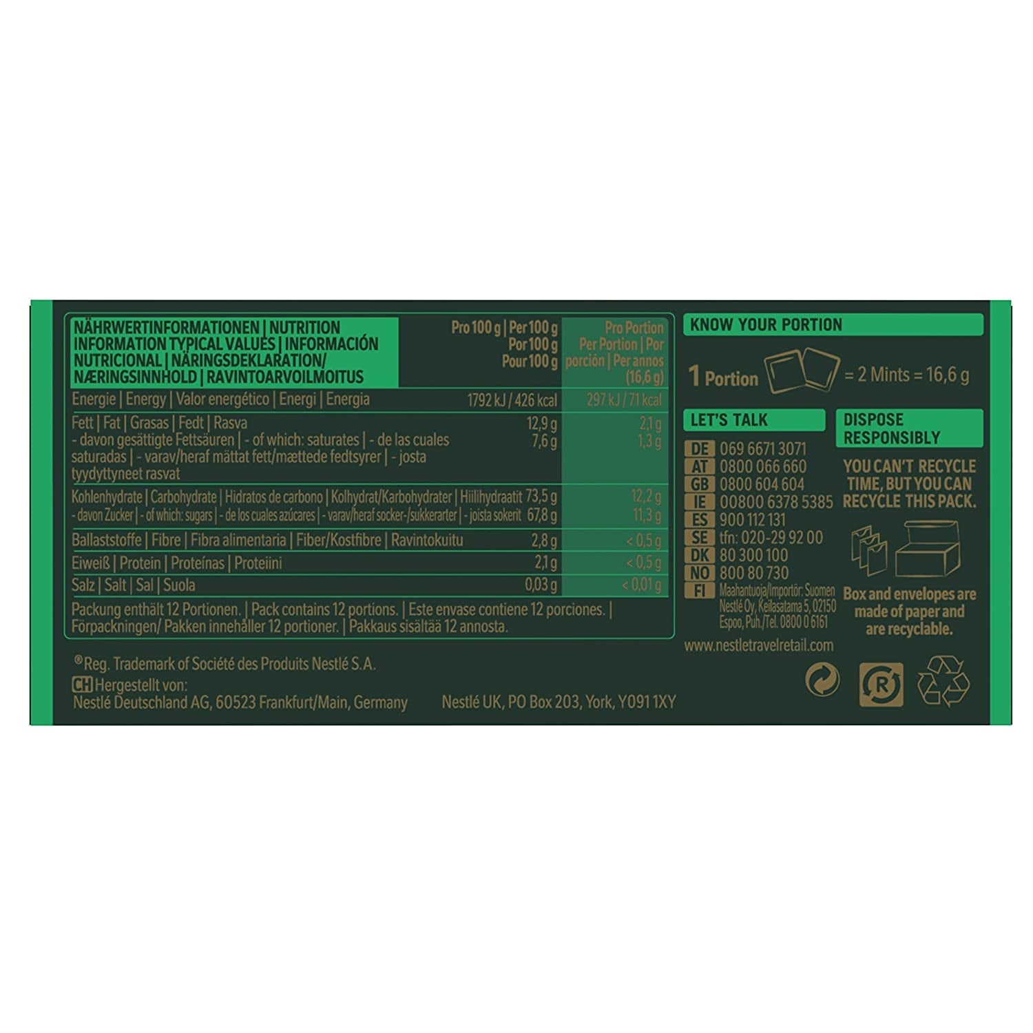 NESTLÉ AFTER EIGHT, pătrățele subțiri de ciocolată neagră cu umplutură de cremă de mentă pentru cunoscători, pachet de 5 (1 x 200g)