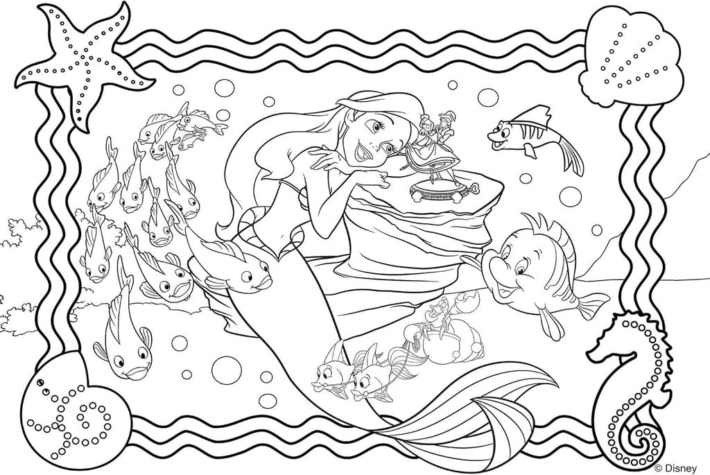 Lisciani - DISNEY Puzzle Ariel - Recreează și colorează scenele din cutiile tale preferate - de la 7 ani - PUZZLE DE MARE DIMENSIUNE cu 250 de piese - Încurajează dexteritatea Puzzle Naty Shop