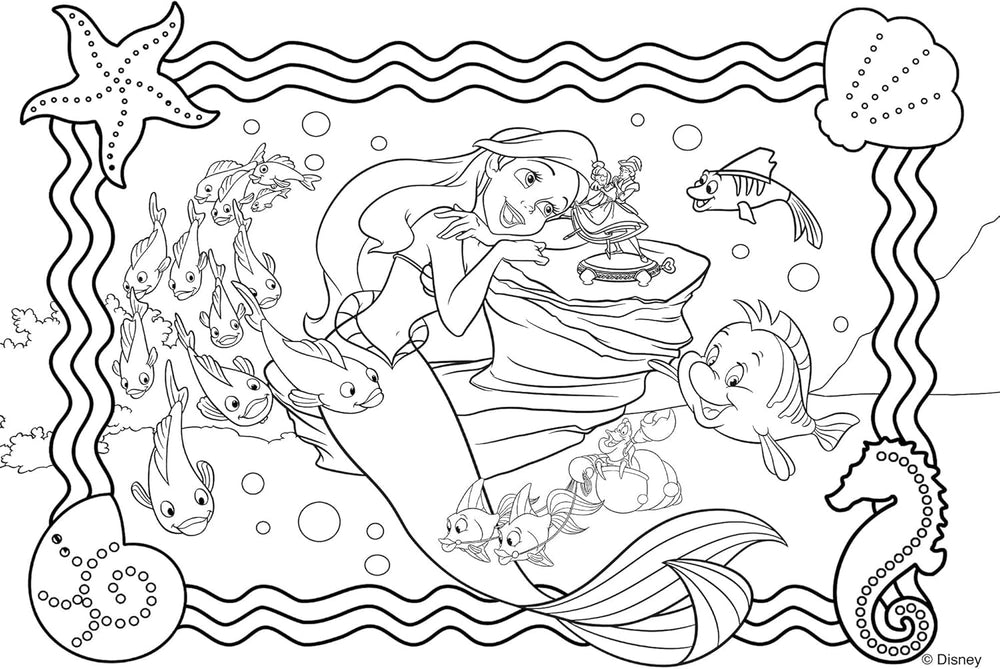 Lisciani - DISNEY Puzzle Ariel - Recreate and color the scenes from your favorite boxes - from 7 years - LARGE PUZZLE with 250 pieces - Encourages dexterity Puzzle Naty Shop