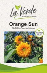 La Verde MEIN GARTEN UND ICH. Orange Sun Sonnenblumen Samen Für Ca. 30 Pflanzen, Gefüllte Orange Blüten, Eintriebig Und Schnittgeeignet, Blumensamen Ohne Gentechnik