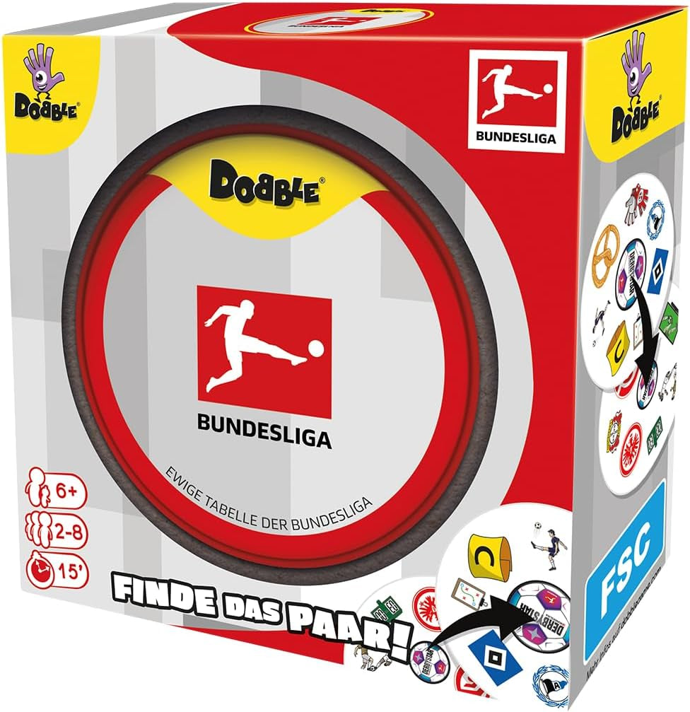 Dobble Bundesliga, family game, card game, 2-8 players, ages 6+, 15 minutes, German
