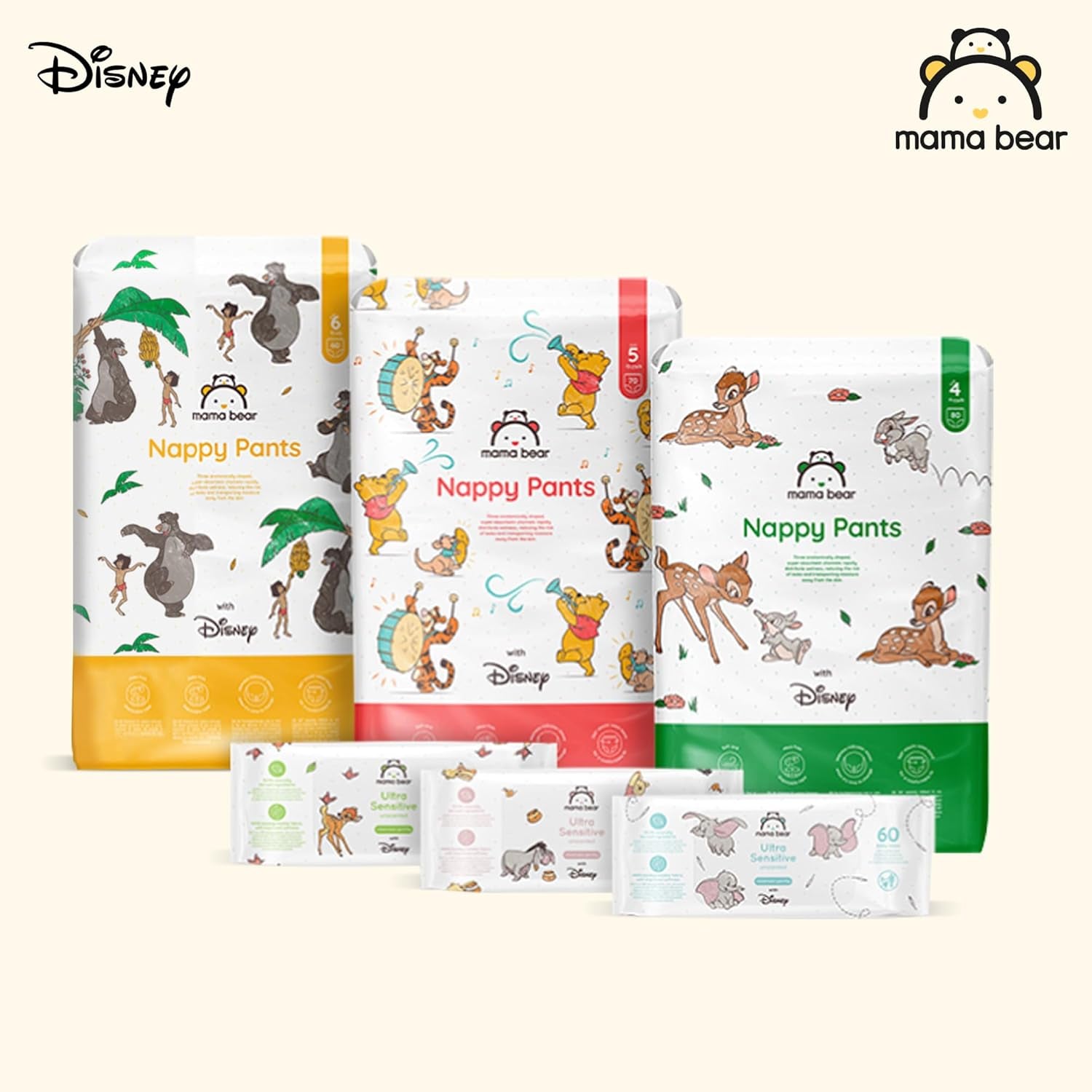 Amazon Brand: Mama Bear Disney Size 6 (15+ kg) - Monthly Pack, White, 120 Pieces (2 Packs of 60)