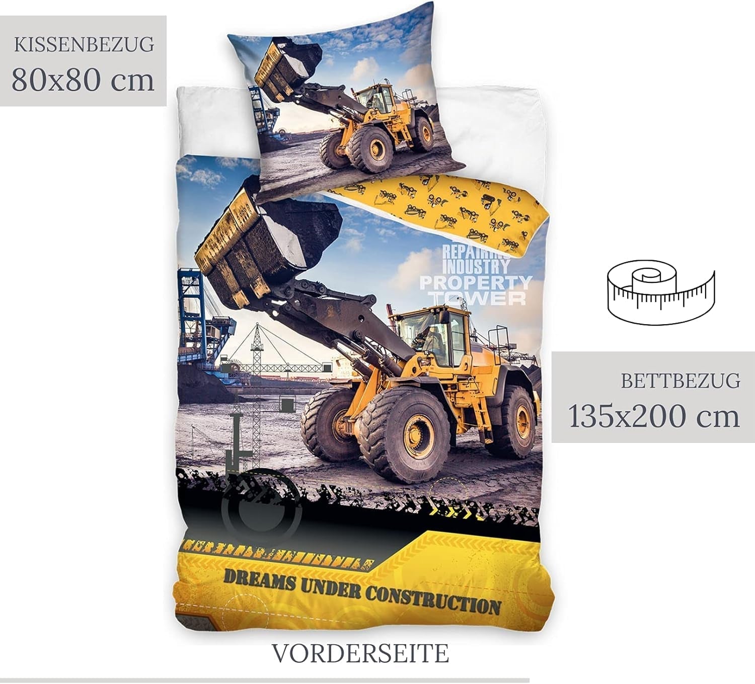 Bed linen for children, excavator, cotton Bed linen - children Naty Shop