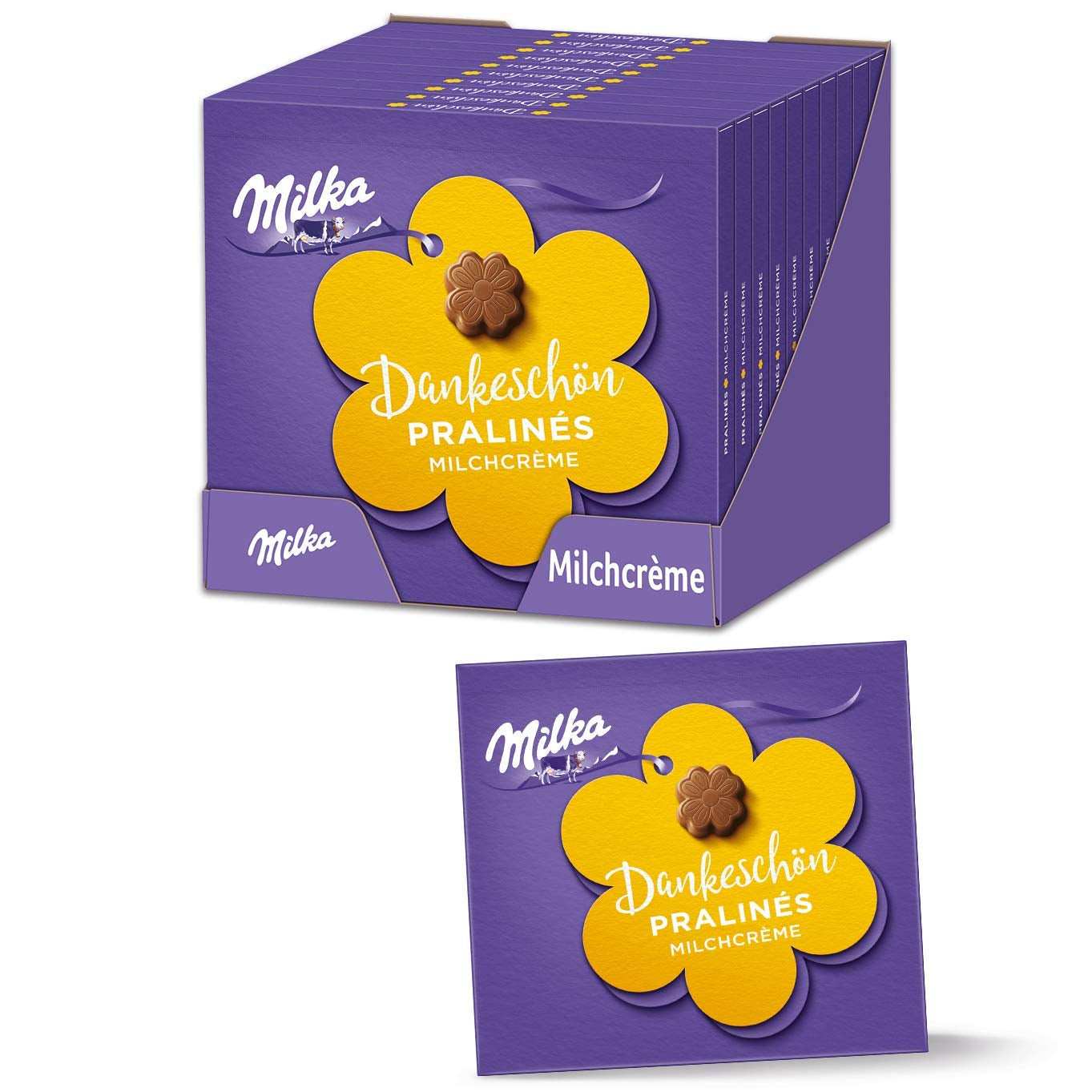 Praline Milka Little Thank You – Alpine milk chocolate with fine milk cream filling – 12 x 44g