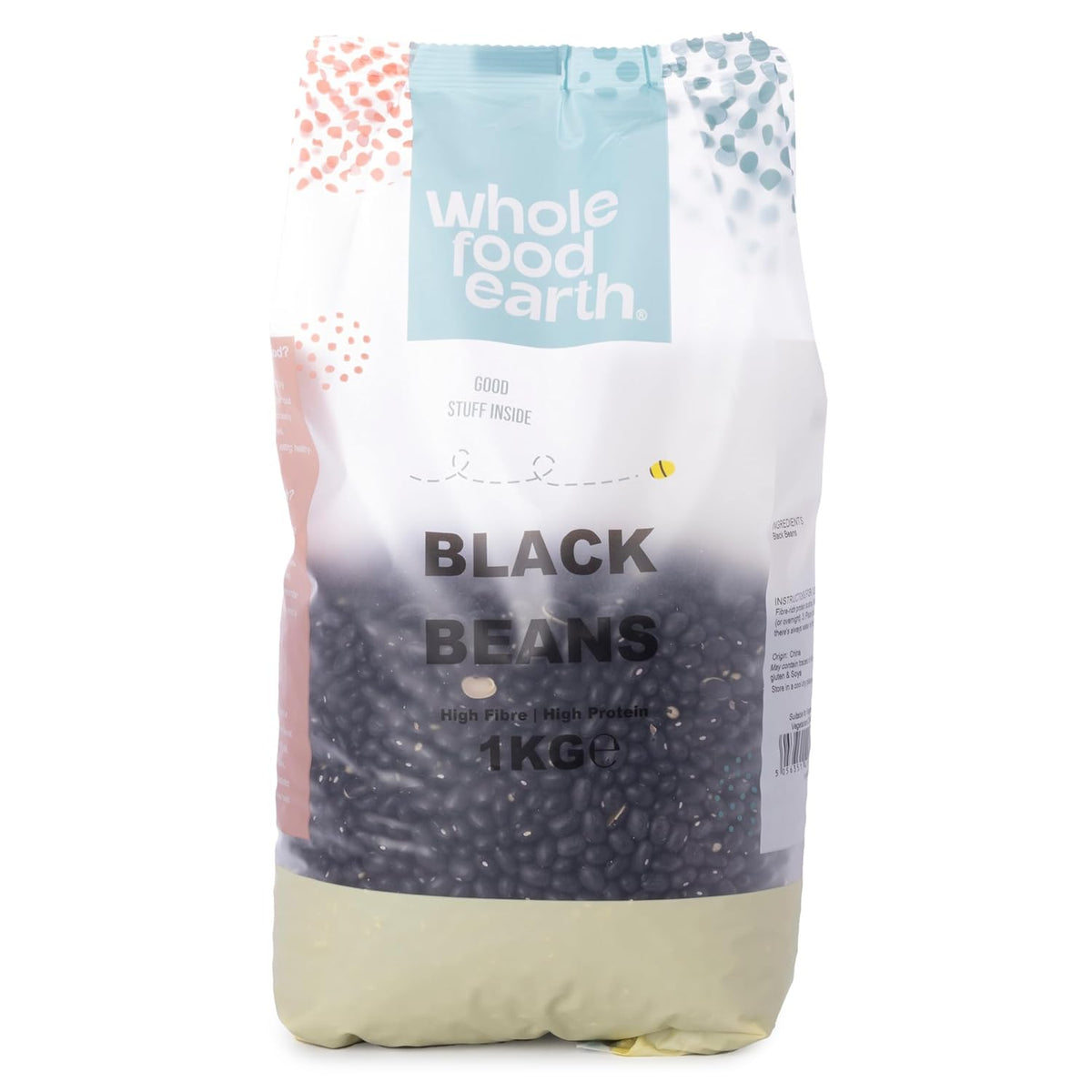 Black beans Wholefood Earth 1 kg non-GMO Natural high in fiber high in protein
