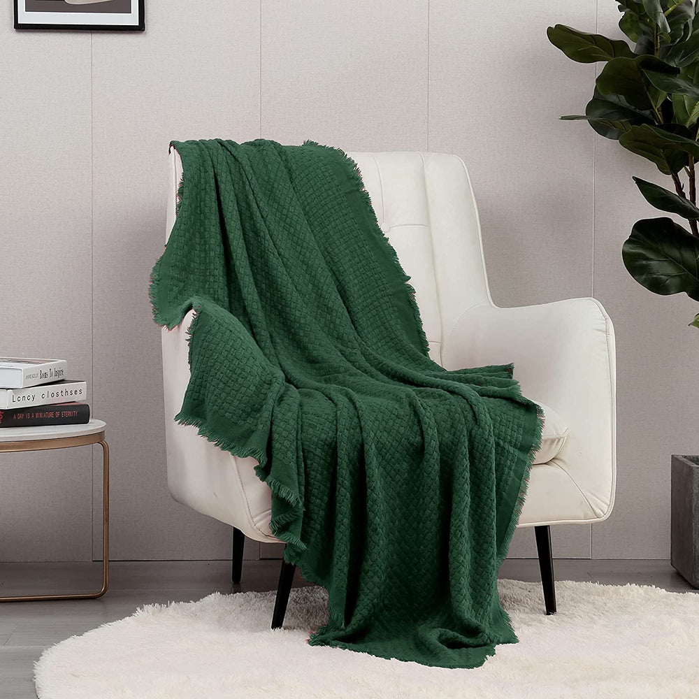 CREVENT Rust Knitted Blanket for Couch Couch Chair Bed Home Decor Soft Warm Cozy Lightweight Spring Summer Autumn (127.8 X 152.4 cm Caramel / Brown / Burnt Orange) CREVENT Beds and Blankets Waffle Christmas Green