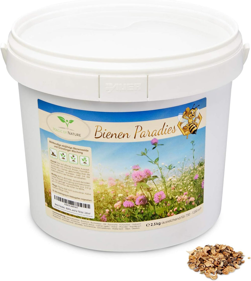 Magic of Nature Flower Seed Mix - Bee Paradise - 1 kg - Easy to use - Flowering bee pasture - Sowing tips - For 300 to 500 m²