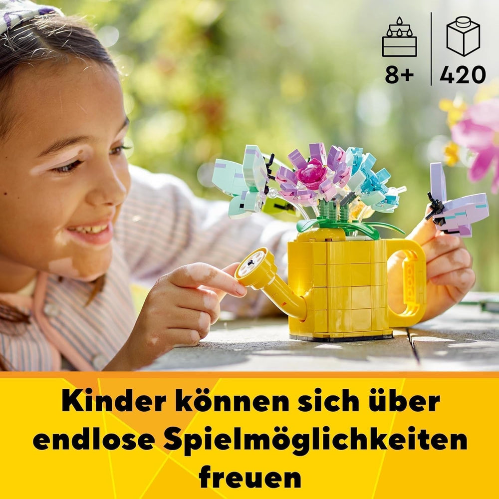 LEGO Creator 3In1 Flower Sprinkler Set, Children's Room Decoration, Build a Sprinkler with a Bouquet of Flowers, Rubber Boots or 2 Toy Birds, Creative Gift for Girls and Boys 8 Years Old 31149 Building Sets Besuche den LEGO-Store