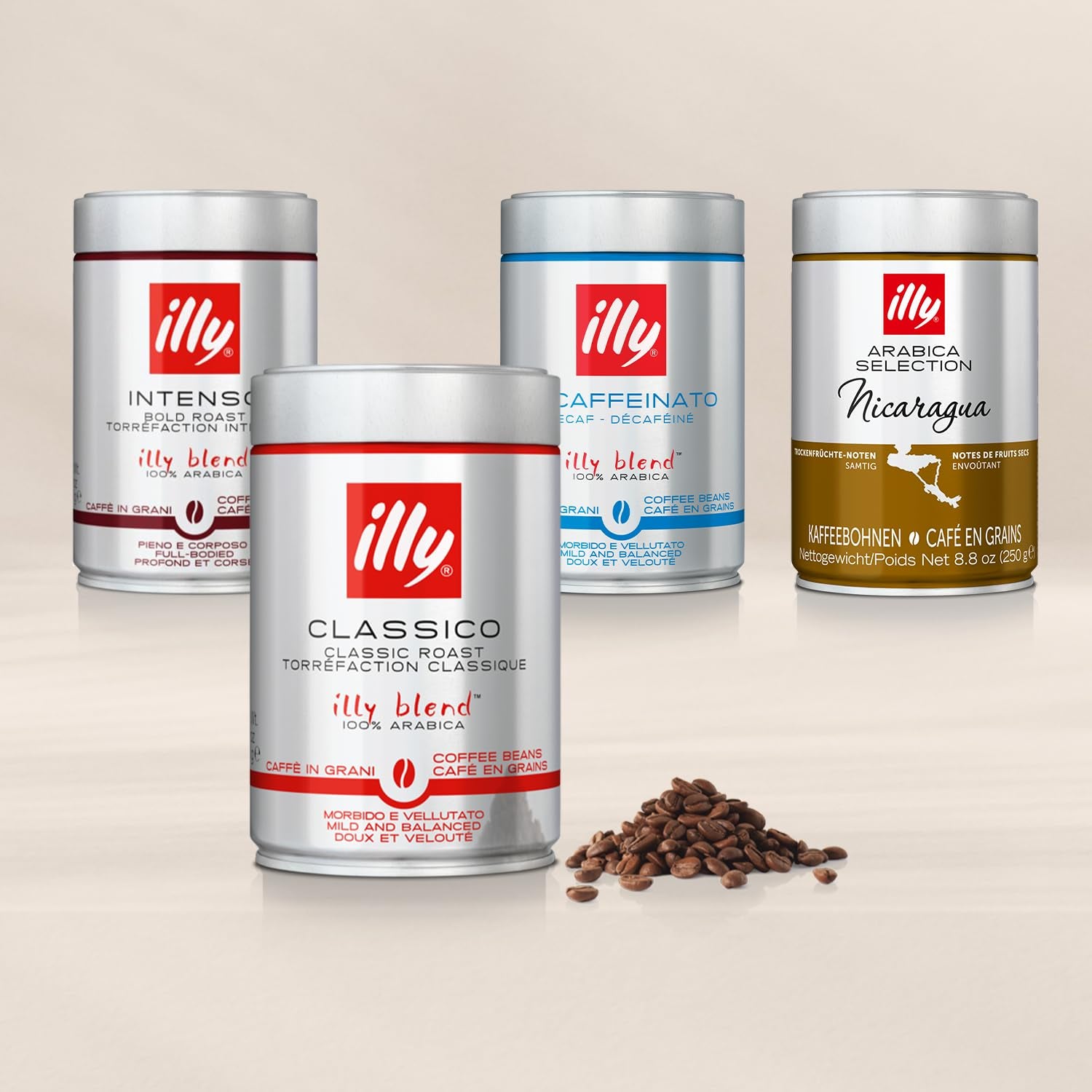 illy Kaffee, Kaffeebohnen Entkoffeiniert - Dose zu 250 g (Packung mit 2)