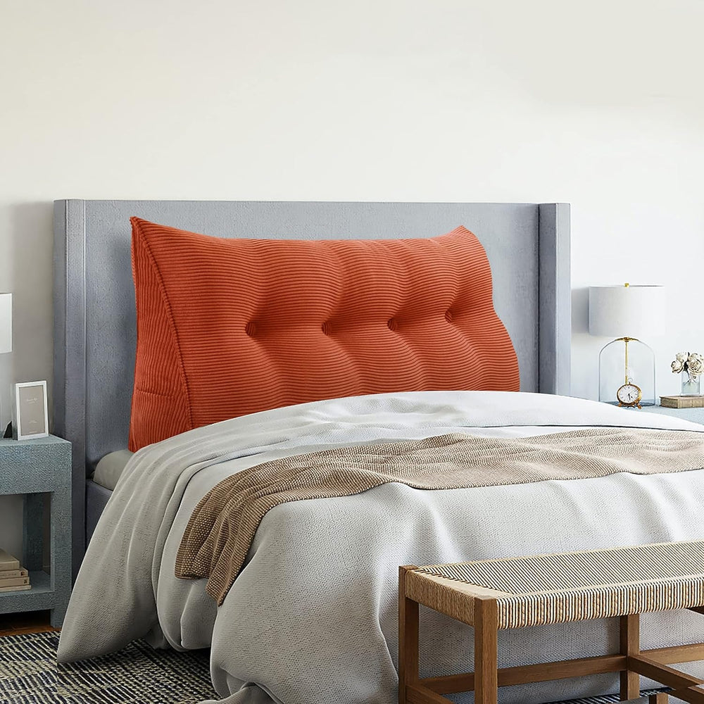 Pernă Johnear cu pană, pernă de citit pentru pat și canapea, pernă pentru spătar, pernă pentru tăblie, pernă lombară triunghiulară mare (gri, 45 cm)