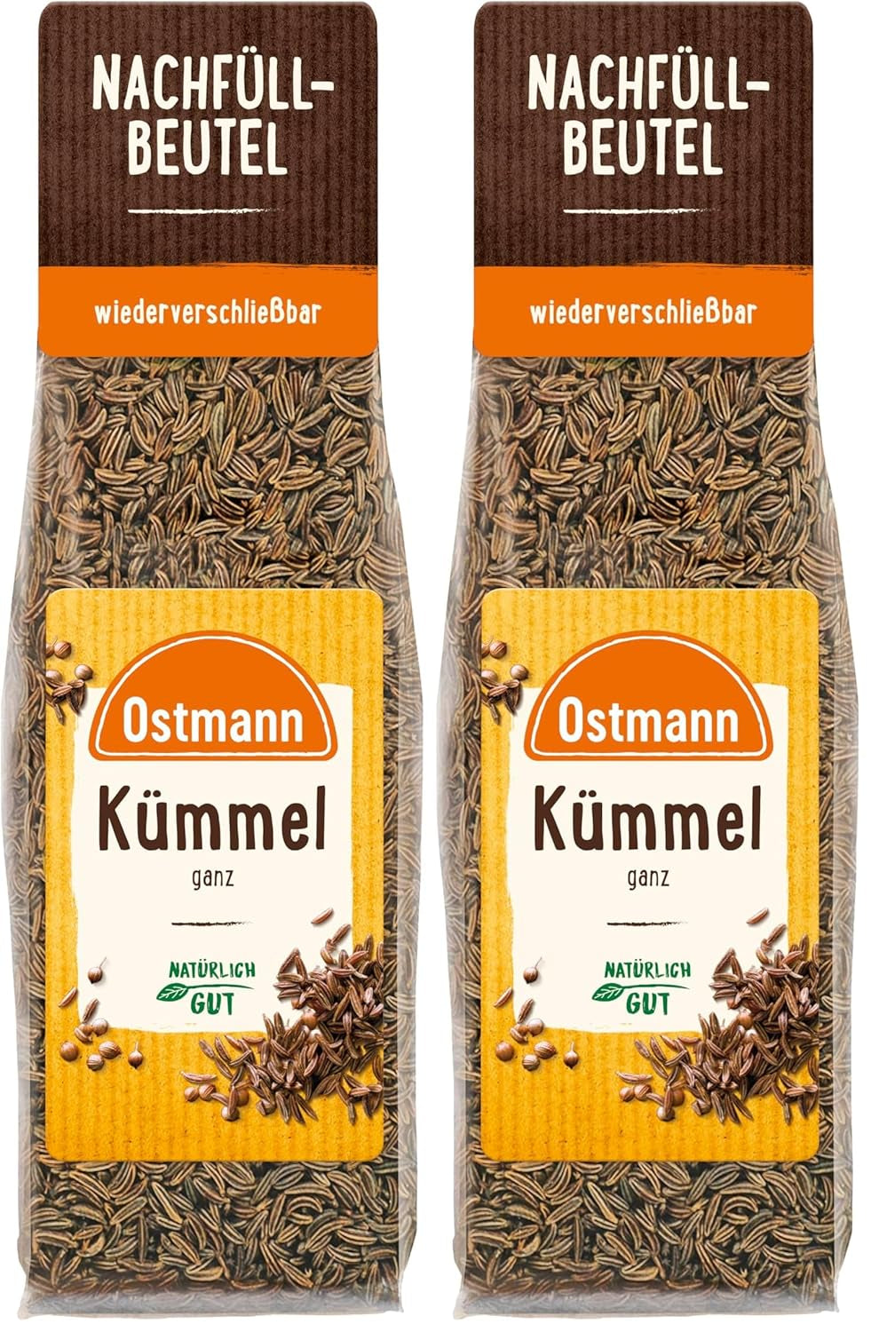 Ostmann Gewürze - Kümmel ganz | Zum Würzen von Brot und Gebäck | Zum Nachfüllen der Streudose | 40 g in Bag