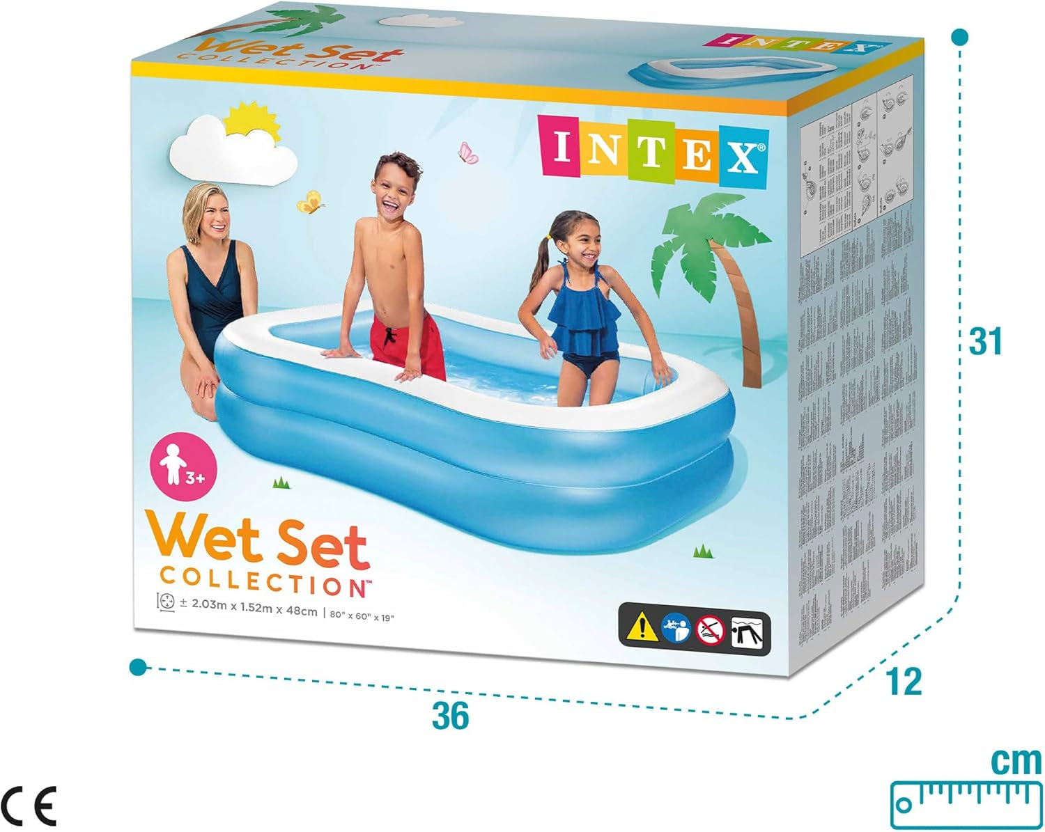 Intex Swim Center Family Pool, Inflatable, Dimensions: 203cm x 152cm x 48cm (57180NP)