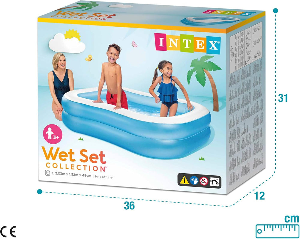 Intex Swim Center Family Pool, Inflatable, Dimensions: 203cm x 152cm x 48cm (57180NP)
