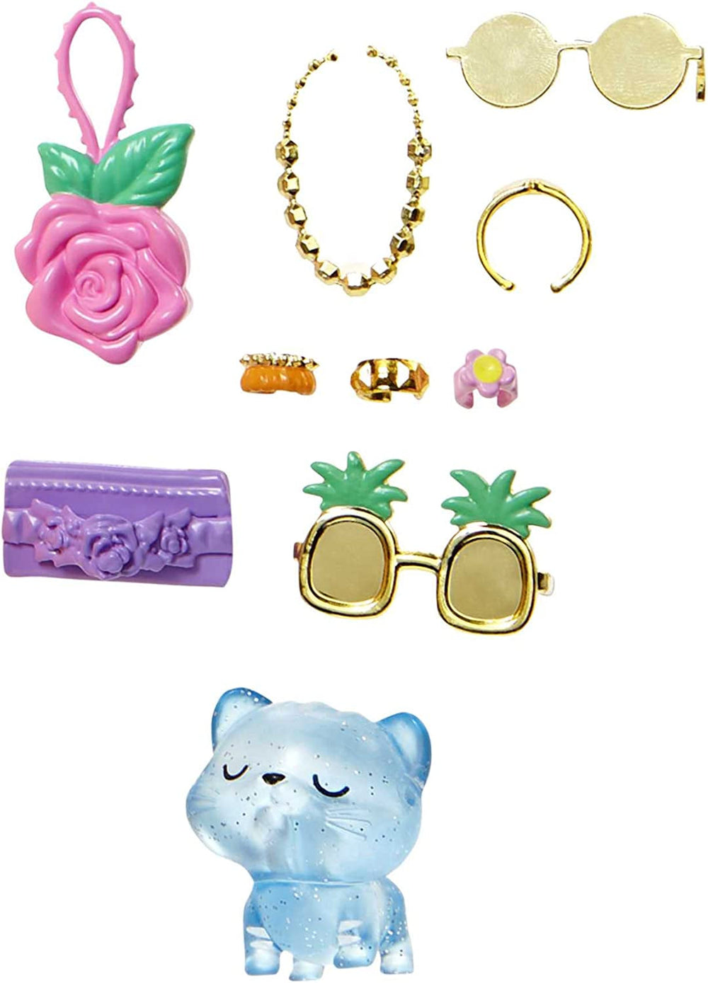 Barbie Extra Fancy, Curvy Long Strawberry Blonde Hair, Two Piece Suit, Blue Cat, Pink Bag, Pineapple Sunglasses Including Doll, Suitable as Gift, Hhn14 Naty Shop Dolls