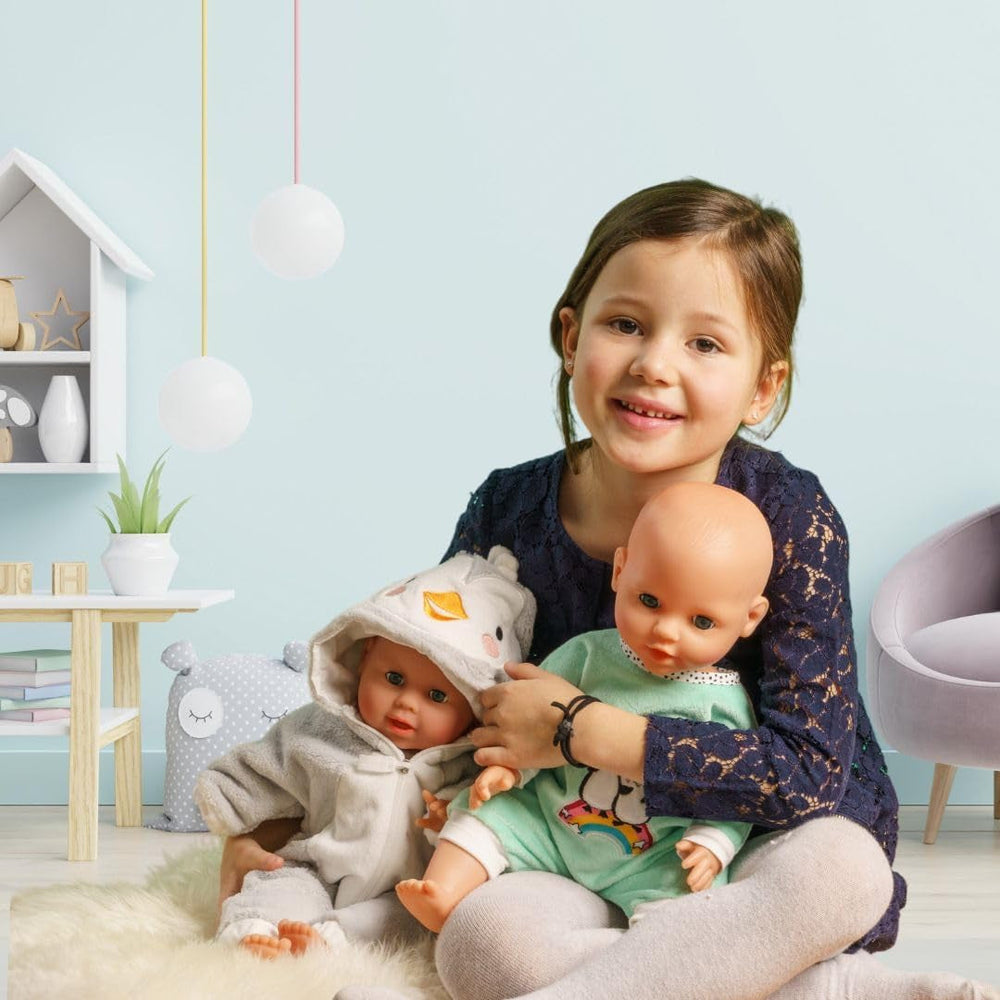 Heless 2181 - Romper for Puppen im Pinguin Pünktchen Design, aus Softvelours mit high-quality Bestickung, Größe 35 - 45 cm