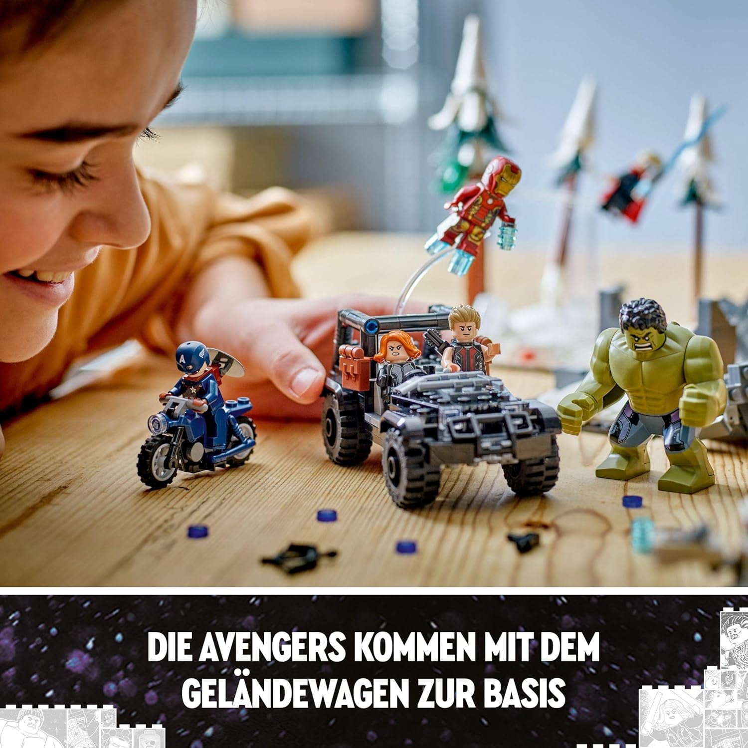 LEGO Marvel Avengers Assemble: Age of Ultron, set de construit și jucat cu 8 minifigurine de supereroi precum Thor, Hulk și Iron Man, jucărie de construit pentru băieți și fete, set de aventură 76291 Seturi de constructie Besuche den LEGO-Store