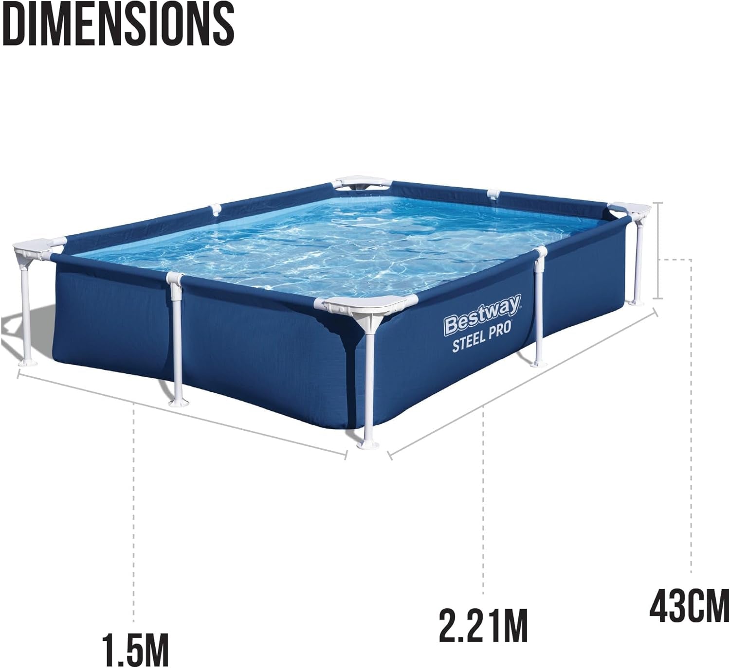 Pool 2.21m x 1.50m x 43cm / 7'3" x 59" x 17"