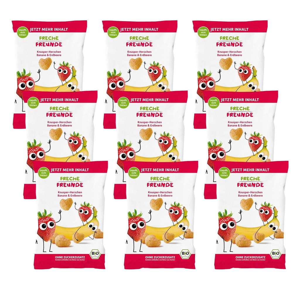 100% Strawberry Organic Fruit Chips Freeze Dried Strawberry Chips Pack of 12 (12 x 12g) and Crispy Hearts Banana & Strawberry Organic Kids & Baby Snack (9 x 30g) 270g