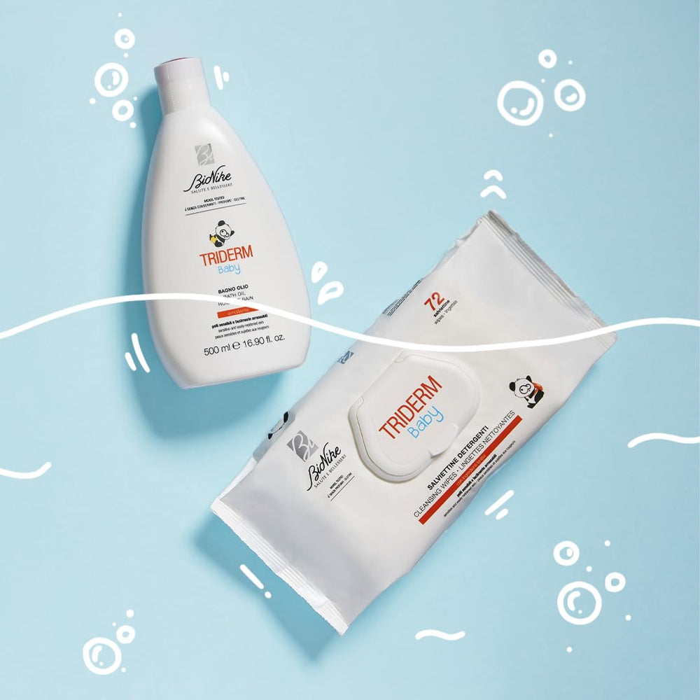 Bionike Triderm Baby Wet Wipes for Dry and Sensitive Skin Soothing and Firming Effect Protects and Moisturizes 72 Wipes