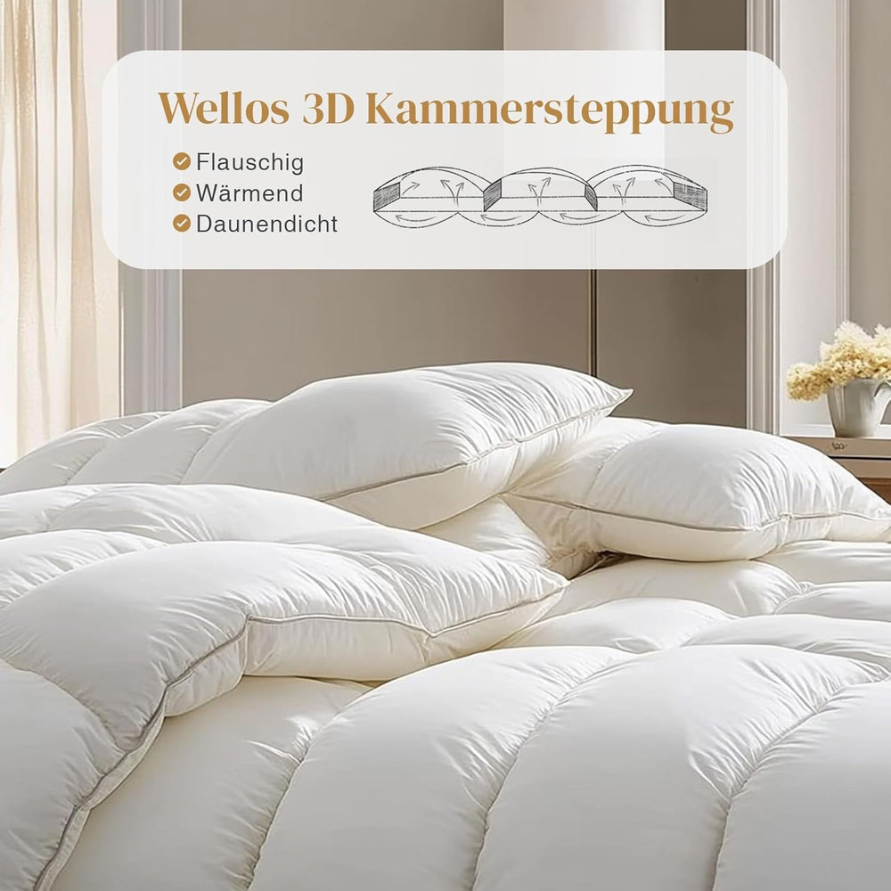 135X200 All Season Comforter 100% Cotton Goose Down Feather Comforter Thick Filled Feather Comforter No Live Plush Extra Fluffy Transitional Comforter 3D Baffle Box Single Bed White Quilts & Quilts Naty Shop