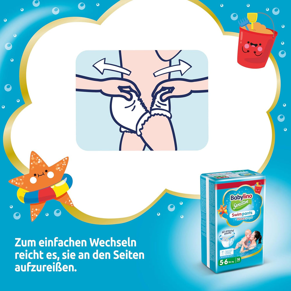 Diapers Sensitive Swim Pants, for sea and pool, size 5-6 (over 14 kg), 84 pieces