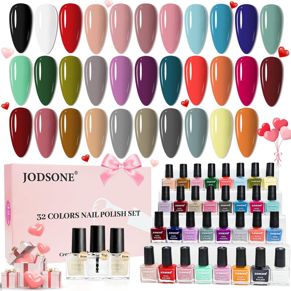 JODSONE 12 Piece Nail Polish Set 10 Colors Combination 2 Base Coats and Top Coat Quick Dry Nail Polish for Amateurs and Beginners